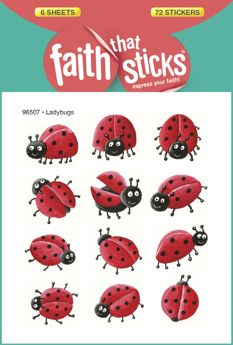 Sticker-Ladybugs (6 Sheets) (Faith That Sticks)