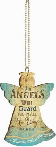 Car Charm-Angel-His Angels Will Guard You... w/Chain