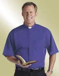 Clerical Shirt-Short Sleeve w/Tab-17 In-Royal Blu