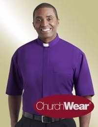 Clerical Shirt-Short Sleeve Tab Collar-15 In-Purple