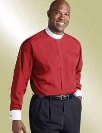 Clerical Shirt-Long Sleev-Bnd-17x34/35-Fr Cf-Red