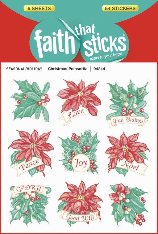 Sticker-Christmas Poinsettia (6 Sheets) (Faith That Sticks)