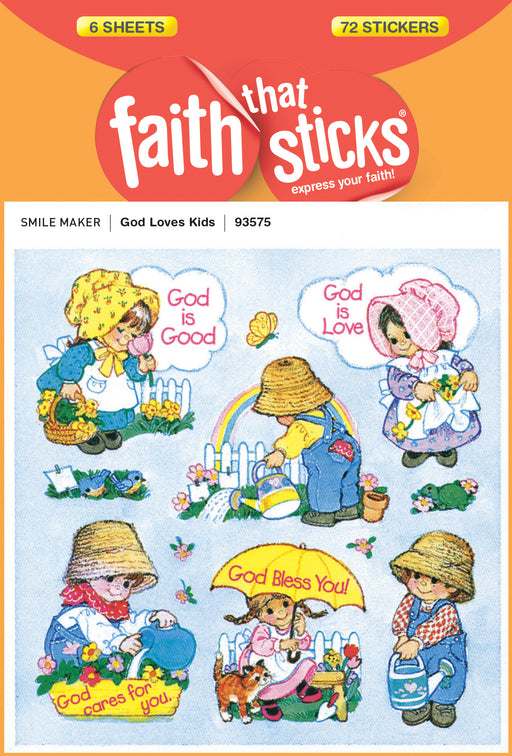 Sticker-God Loves Kids (6 Sheets) (Faith That Sticks)