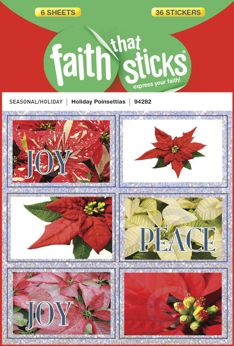 Sticker-Holiday Poinsettias (6 Sheets) (Faith That Sticks)