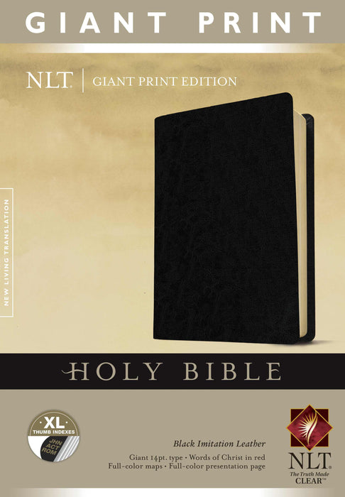 NLT2 Giant Print Bible-Black Imitation Leather Indexed