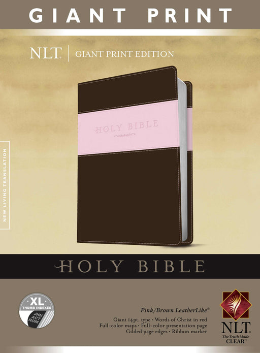 NLT2 Giant Print Bible-Pink/Brown TuTone Indexed