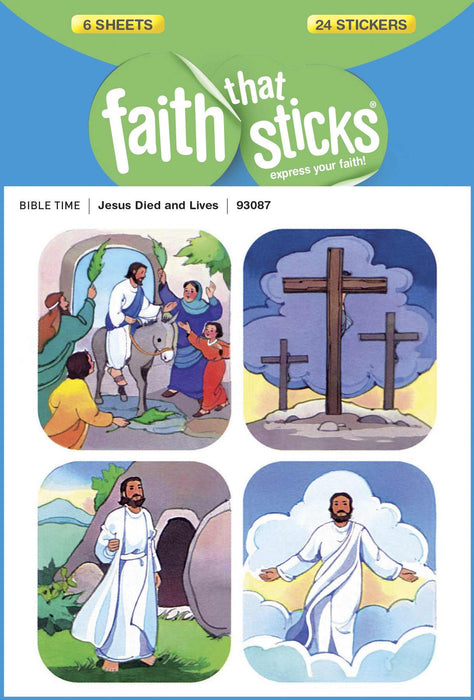Sticker-Jesus Died & Lives (6 Sheets) (Faith That Sticks)