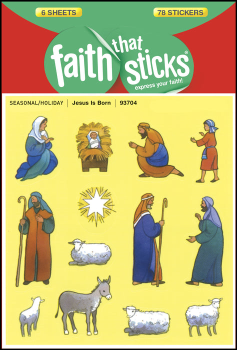 Sticker-Jesus Is Born (6 Sheets) (Faith That Sticks)