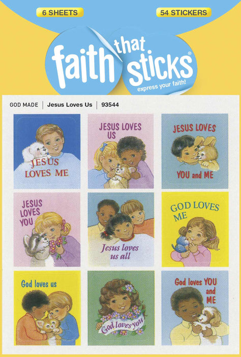 Sticker-Jesus Loves Us (6 Sheets) (Faith That Sticks)