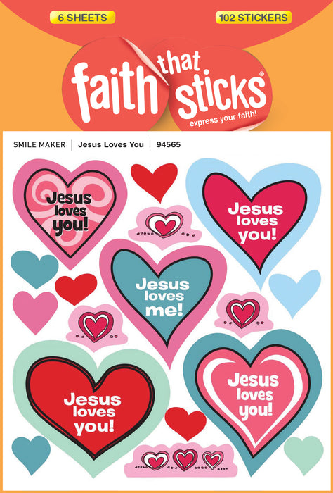 Sticker-Jesus Loves You (6 Sheets) (Faith That Sticks)