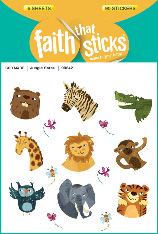 Sticker-Jungle Safari (6 Sheets) (Faith That Sticks)
