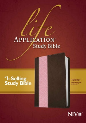 NIV*Life Application Study Bible-Dark Brown/Pink T