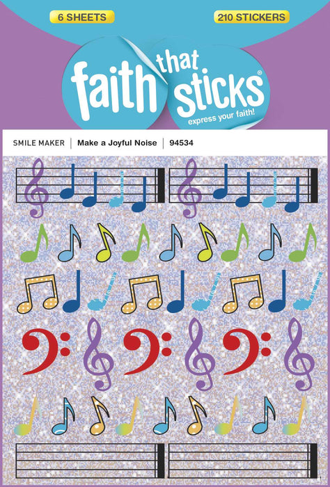 Sticker-Make A Joyful Noise (6 Sheets) (Faith That Sticks)