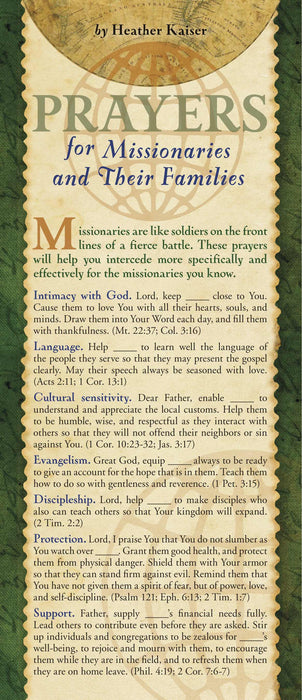 Prayers For Missionaries And Their Families (Pack Of 50)