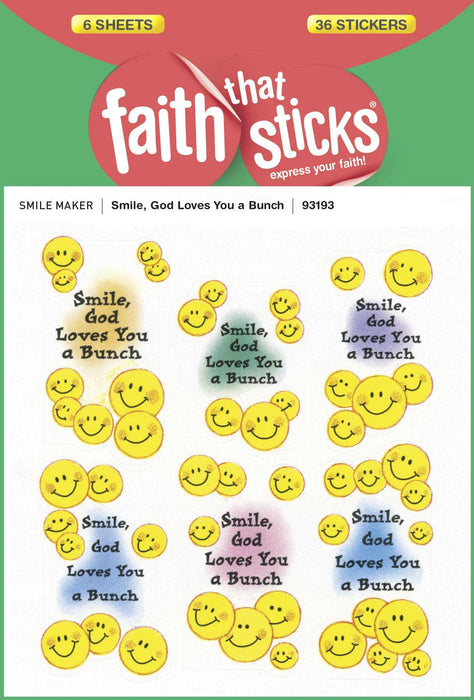 Sticker-Smile God Loves You A Bunch (6 Sheets) (Faith That Sticks)