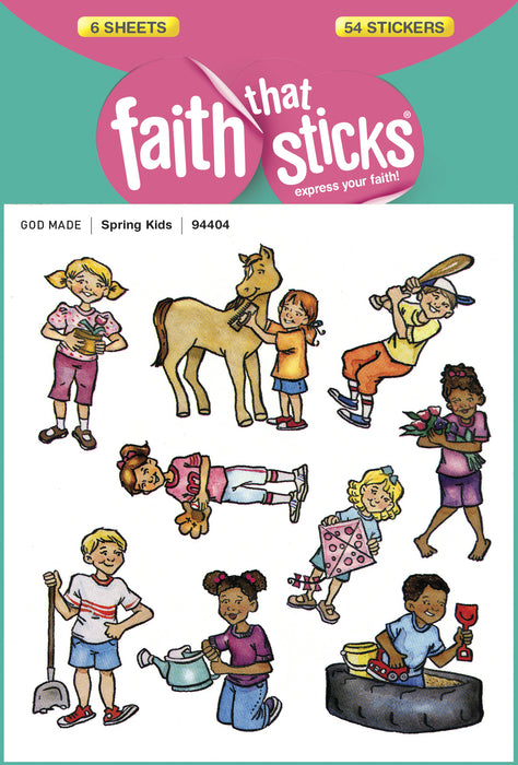 Sticker-Spring Kids (6 Sheets) (Faith That Sticks)