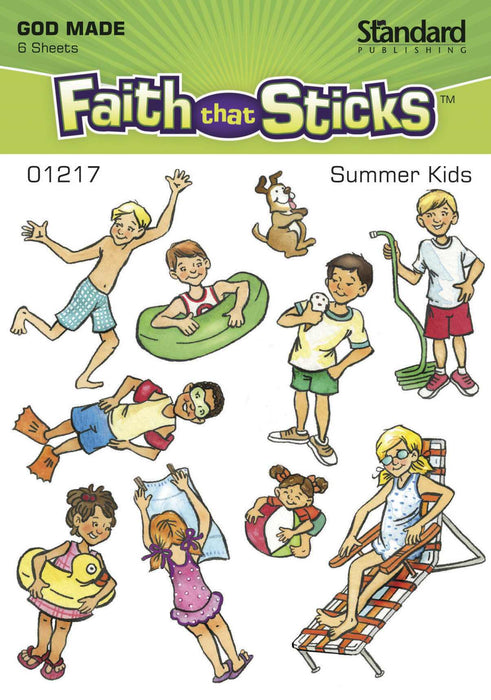 Sticker-Summer Kids (6 Sheets) (Faith That Sticks)