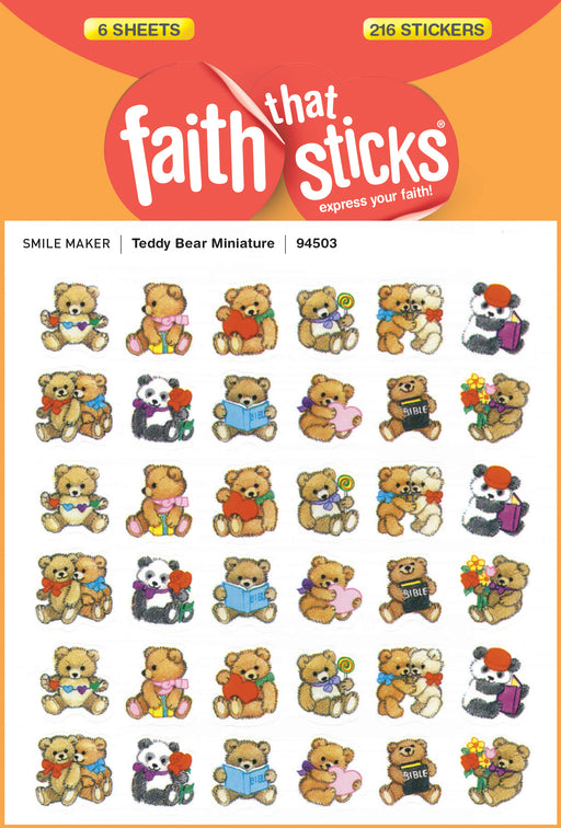 Sticker-Teddy Bear Miniature (6 Sheets) (Faith That Sticks)