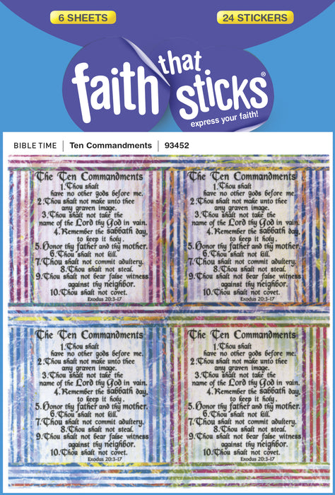 Sticker-Ten Commandments (6 Sheets) (Faith That Sticks)