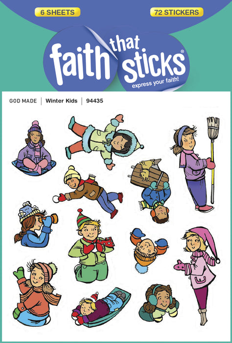 Sticker-Winter Kids (6 Sheets) (Faith That Sticks)