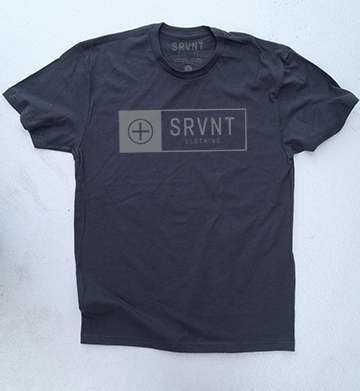 Tee Shirt-Srvnt Logo Box Mens Premium Fitted Tee- Small-Heavy Metal W/White
