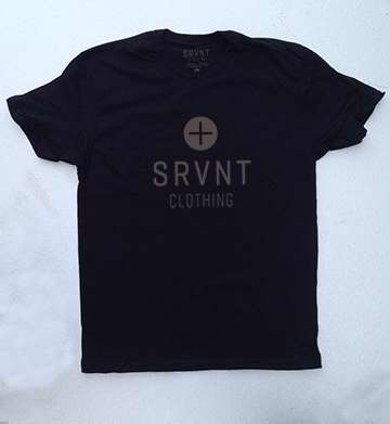 Tee Shirt-Srvnt Plus Mens Premium Fitted Tee-Large-Black W/Grey