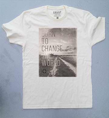 Tee Shirt-Born To Change The World Mens Premium Fitted Tee-X Large-Natural W/Brown/Grey