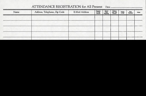 Attendance Registration Pad (Pack of 12) (Pkg-12)