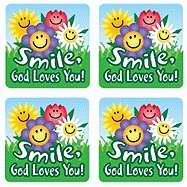 Sticker-Smile, God Loves You! (Pack Of 120) (Pkg-120)