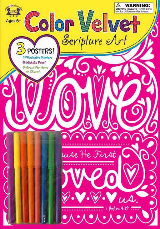 Love 1 John 4: 19 Color His Words Velvet Art Activity Book