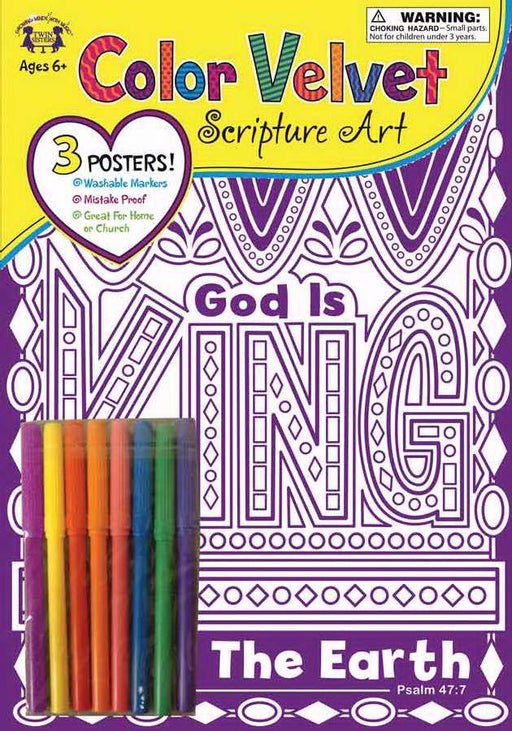 God Is King Psalm 47:7 Color His Words Velvet Art Activity Book