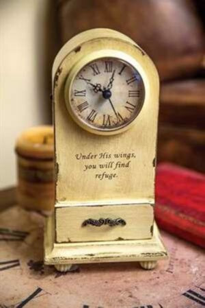Clock-Under His Wings-Tabletop-Vintage Cream (5.25