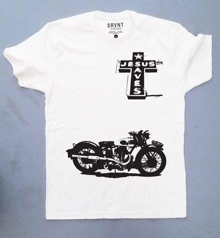 Tee Shirt-Even The Old Biker Dude-Women-Xs-White/Black