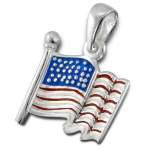 American Flag-Silver Pendant Necklace