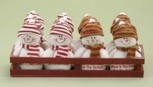 Ornament-Plush Snowman w/Crate Display (5") (Pack of 16) (Pkg-16)