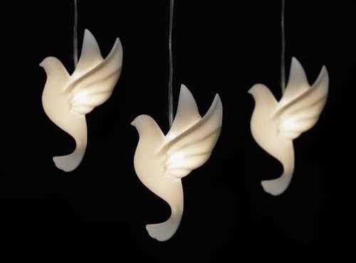 Ornament-LED Dove-Porcelain w/24" Lead (3.5")