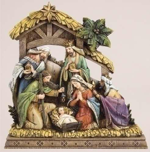Nativity-Holy Family Wood Carve Look (9.5")