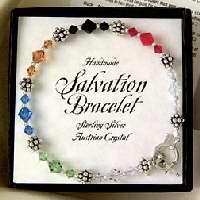 Bracelet-Salvation Crystal Beads w/Cross- Sterling Silver