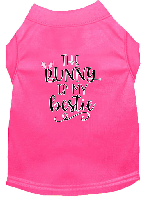 Bunny is my Bestie Screen Print Dog Shirt Bright Pink Sm (10)