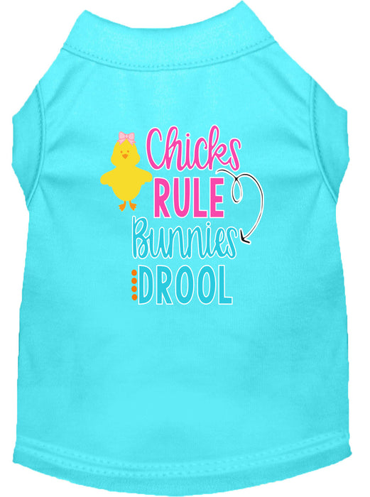 Chicks Rule Screen Print Dog Shirt Aqua XXL (18)