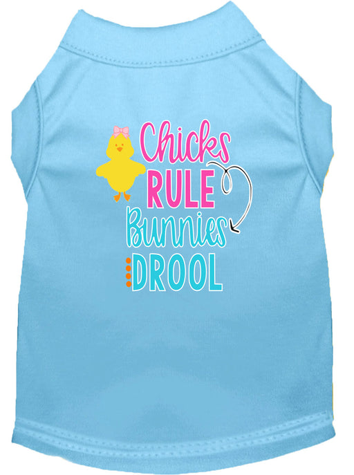 Chicks Rule Screen Print Dog Shirt Baby Blue Med (12)