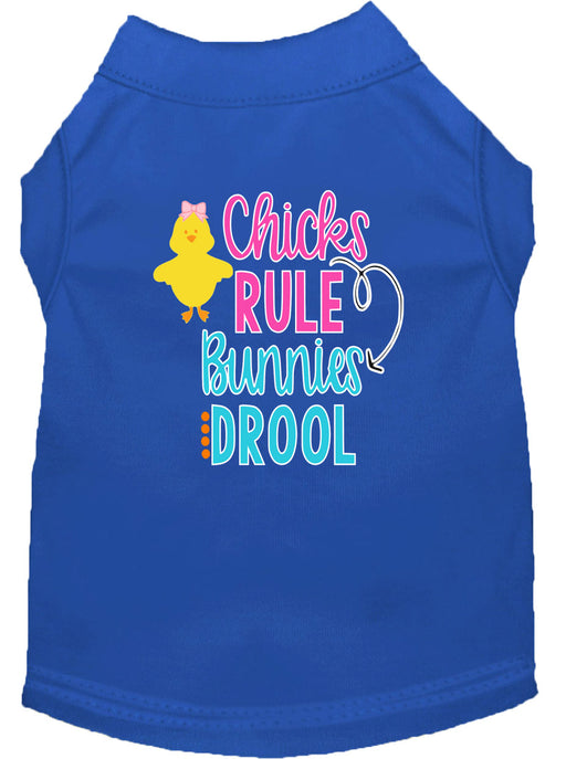 Chicks Rule Screen Print Dog Shirt Blue Med (12)