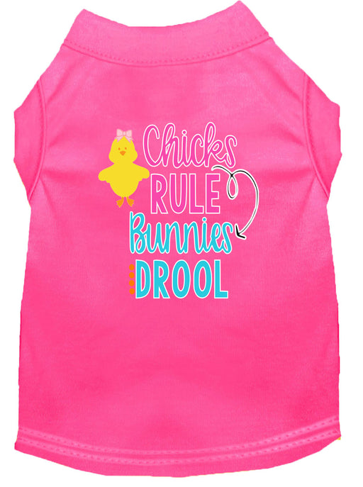 Chicks Rule Screen Print Dog Shirt Bright Pink Med (12)