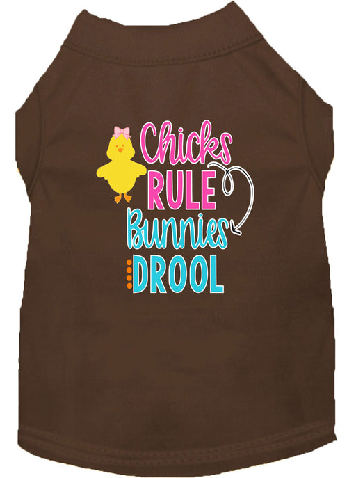 Chicks Rule Screen Print Dog Shirt Brown XL (16)