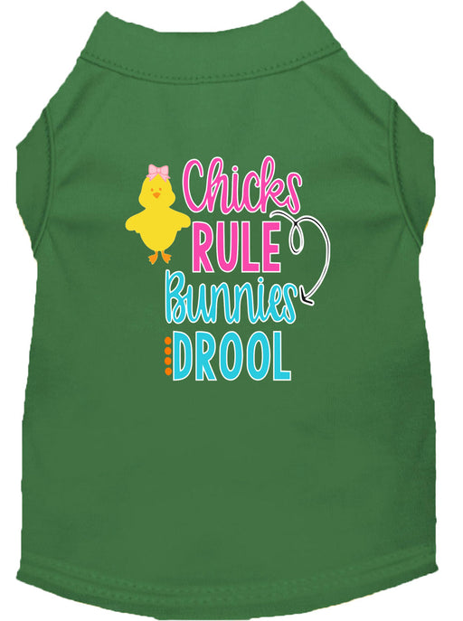 Chicks Rule Screen Print Dog Shirt Green XS (8)