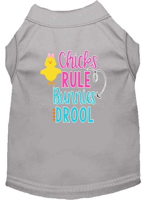 Chicks Rule Screen Print Dog Shirt Grey XS (8)