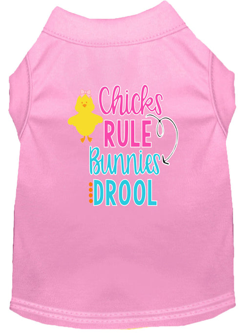 Chicks Rule Screen Print Dog Shirt Light Pink XS (8)