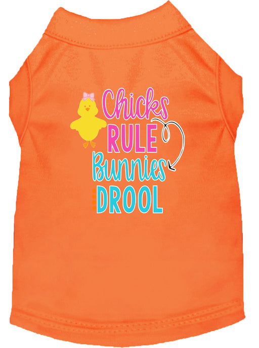 Chicks Rule Screen Print Dog Shirt Orange XS (8)