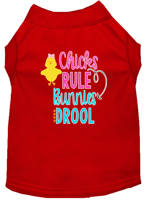 Chicks Rule Screen Print Dog Shirt Red XS (8)