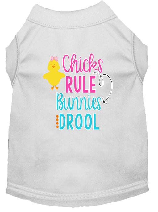 Chicks Rule Screen Print Dog Shirt White XS (8)